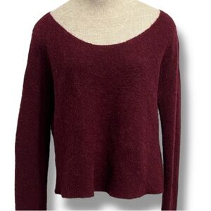 Peruvian Connection Women's Royal Alpaca Sweater Boho Oversize XS Burgundy Flaw
